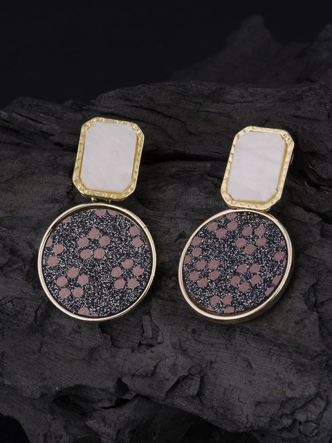 

E2O Gold-Plated & Burgundy Geometric Drop Earrings