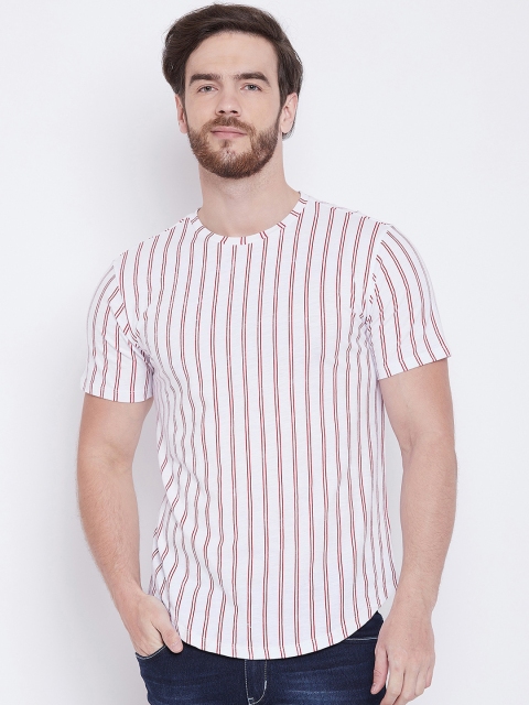 

LE BOURGEOIS Men Maroon Striped Round Neck T-shirt
