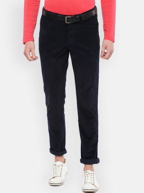 

Van Heusen Sport Men Navy Blue Slim Fit Solid Regular Trousers
