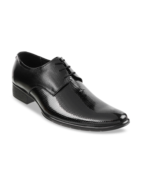 

Mochi Men Black Textured Formal Leather Derbys