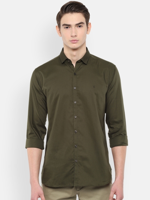 

V Dot Men Olive Green Slim Fit Solid Casual Shirt