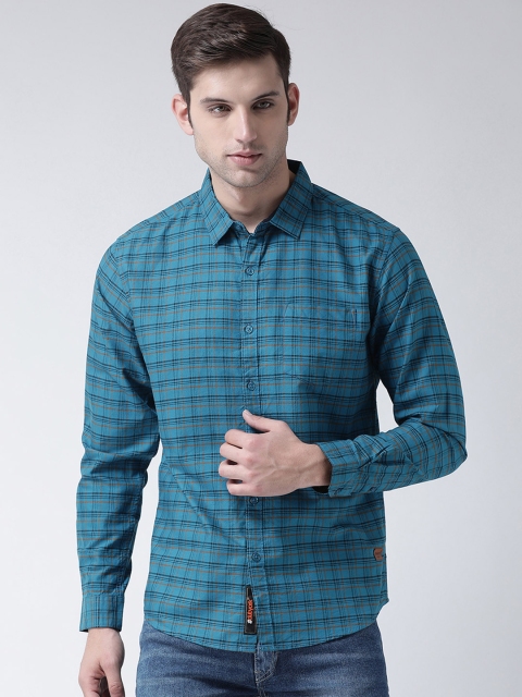 

Club York Men Blue Slim Fit Checked Casual Shirt