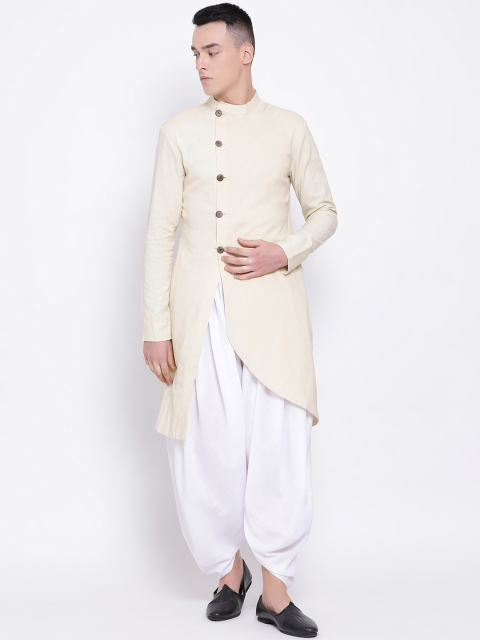

DEVOILER Men Beige Solid Asymmetrical Kurta