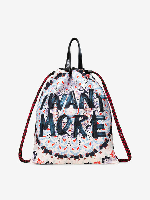 

Desigual Women White & Red Typography Backpack