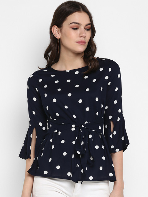 

MIAMINX Women Navy Blue Printed Top