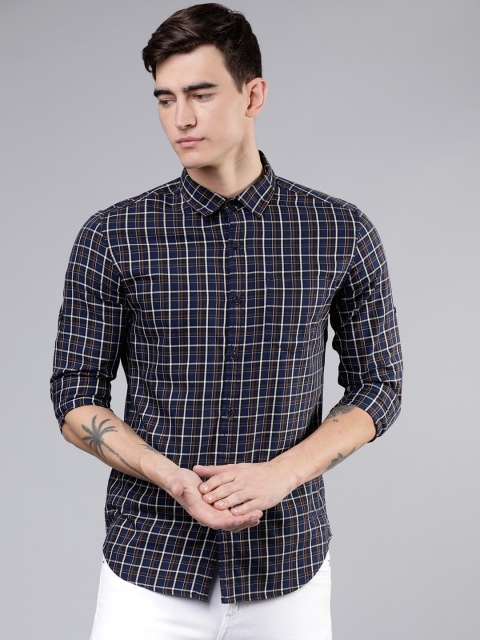 

Ecko Unltd Men Navy Blue & White Slim Fit Checked Casual Shirt