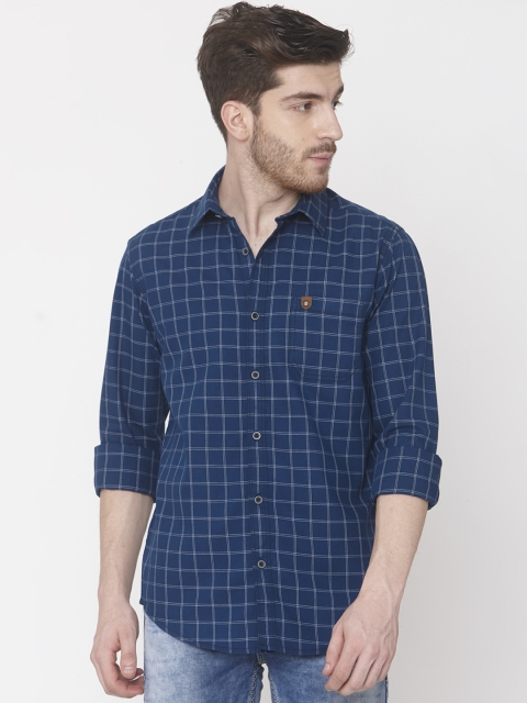 

Mufti Men Blue Slim Fit Checked Casual Shirt