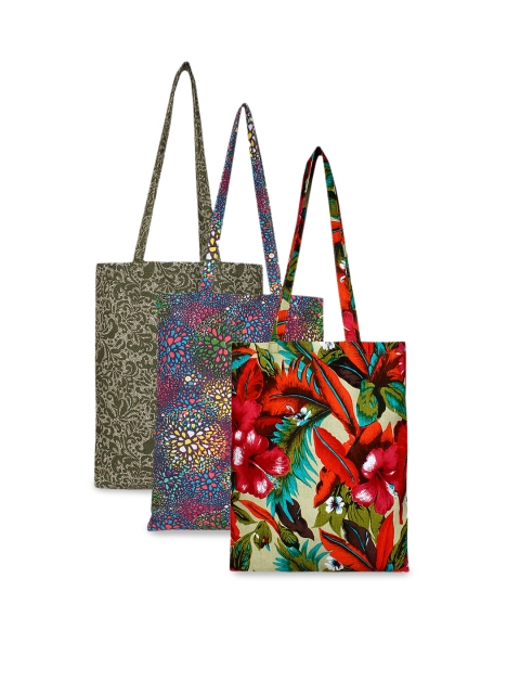 

Anekaant Set Of 3 Printed Tote Bag, Multi