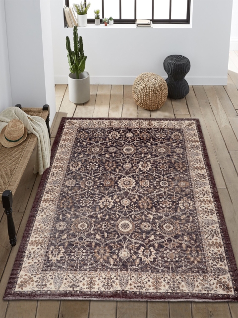 

Saral Home Maroon & Beige Floral Microfibre Polyester Digital Printed Anti-Skid Carpet