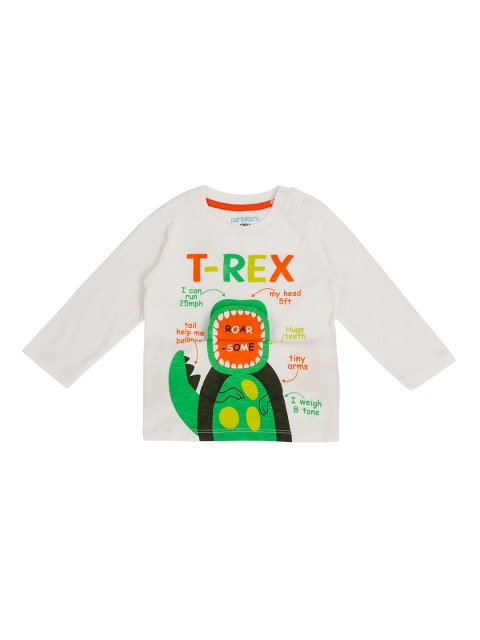 

Pantaloons Baby Boys White Printed Round Neck Pure Cotton T-shirt