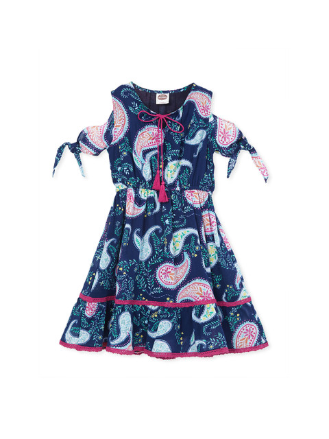 

Cub McPaws Girls Printed Navy Blue Fit and Flare Dress