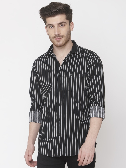 

Mufti Men Black & White Slim Fit Striped Casual Shirt