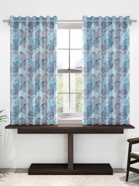 

Divine Casa Blue Set of 2 Sheer Window Curtains