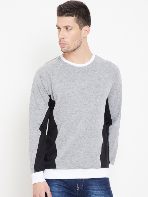 

GRITSTONES Men Grey Solid Round Neck T-shirt
