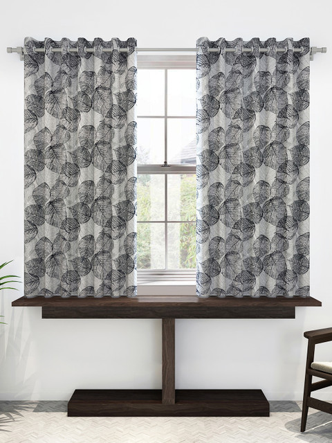 

Divine Casa Grey & Black Set of 2 Sheer Window Curtains