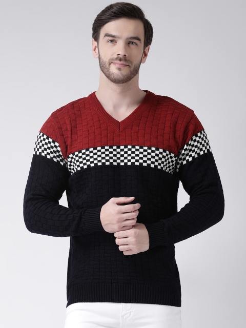

COBB Men Red & Black Colourblocked Sweater