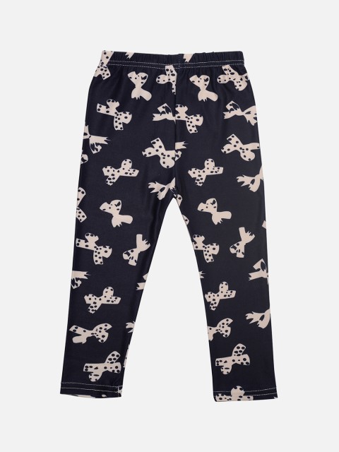 

Tiny Hug Girls Black Printed Tights