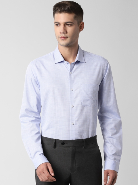 Peter England Men Blue Regular Fit Self Design Formal Shirt