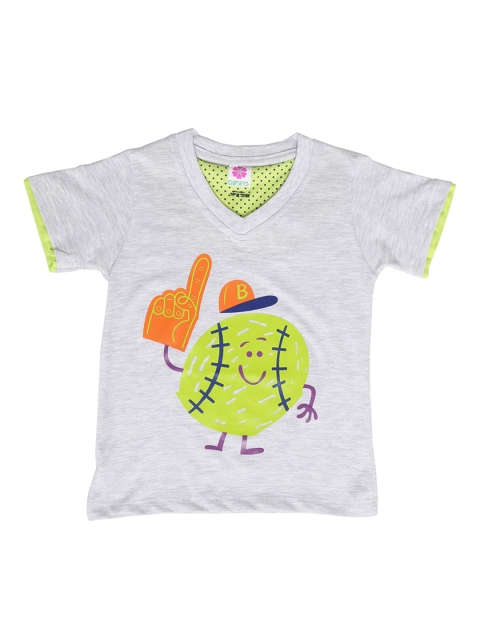 

Chipbeys Boys Grey Printed V-Neck T-shirt