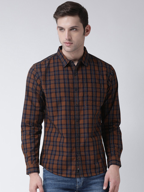 

Club York Men Brown Slim Fit Checked Casual Shirt