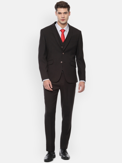 

V Dot Men Brown Solid Slim Fit Single-Breasted Formal Suit