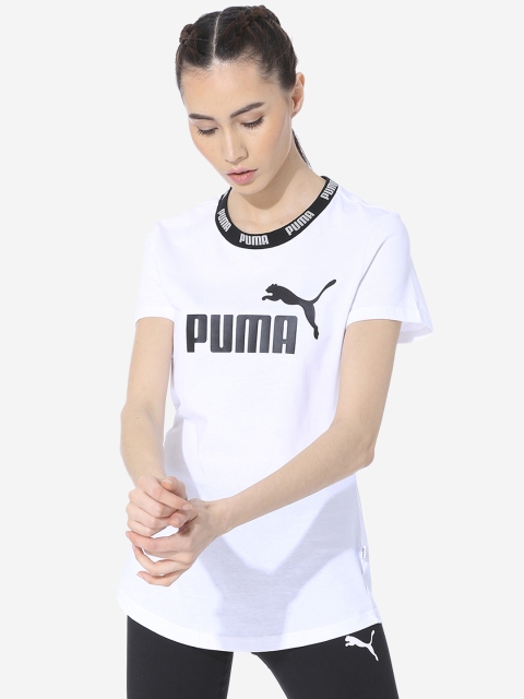 

Puma Women White Printed Round Neck T-shirt