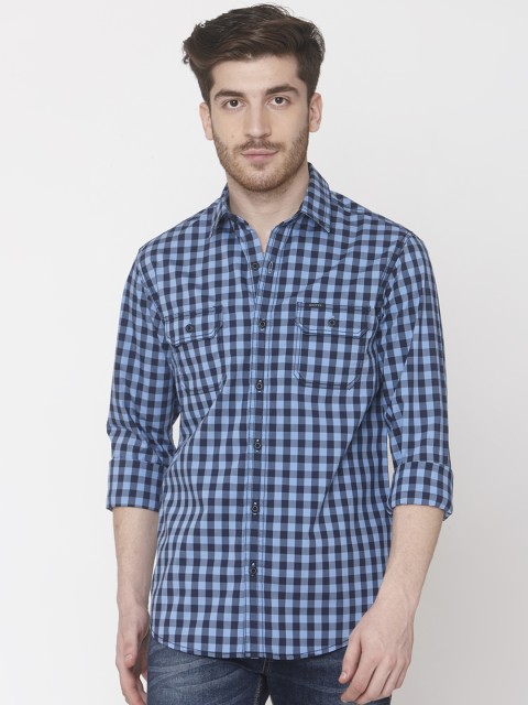 

Mufti Men Blue Slim Fit Checked Casual Shirt