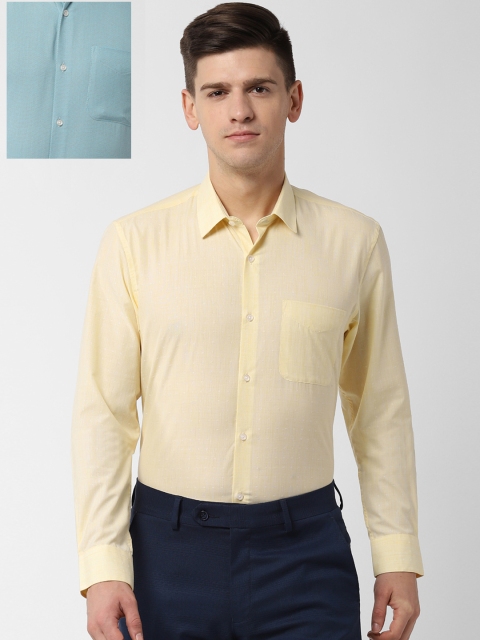 

Peter England Men Yellow & Sea Green Pack Of 2 Slim Fit Solid Formal Shirt