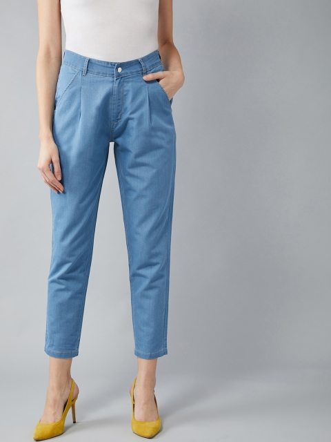 

DOLCE CRUDO Women Blue Regular Fit High-Rise Clean Look Denim Jeans