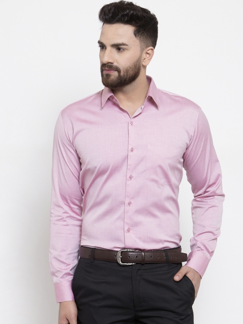 

Hancock Men Pink Slim Fit Solid Formal Shirt