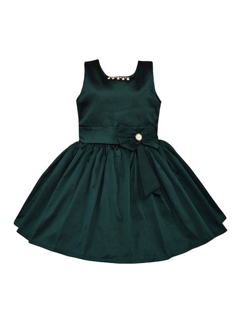 

Wish Karo Infants Girls Green Solid Fit and Flare Dress