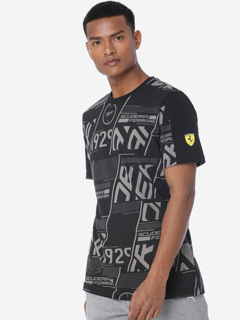 

PUMA Motorsport Men Black SF AOP Printed Round Neck T-shirt