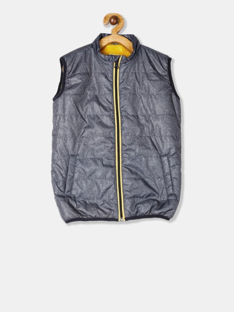 

Cherokee Boys Charcoal Grey & Blue Solid Puffer Jacket