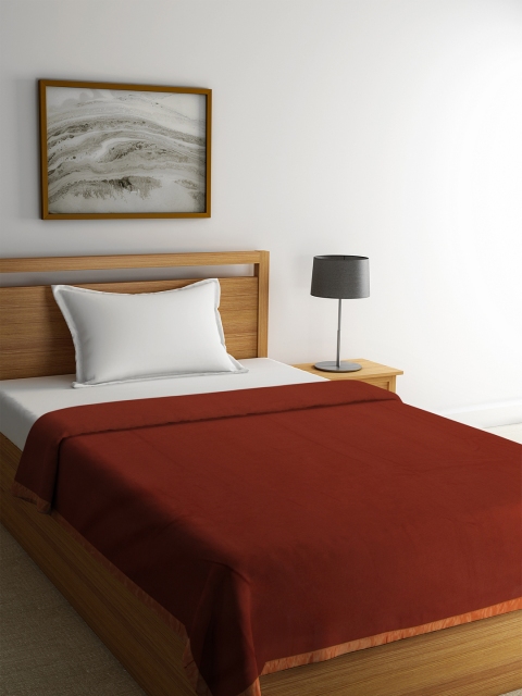 Portico New York Brown Solid AC Room 300 GSM Single Bed Blanket