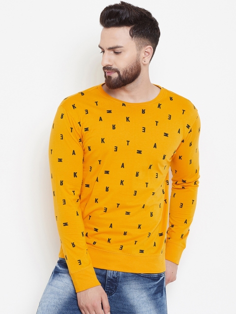 

GRITSTONES Men Yellow & Black Printed Round Neck T-shirt