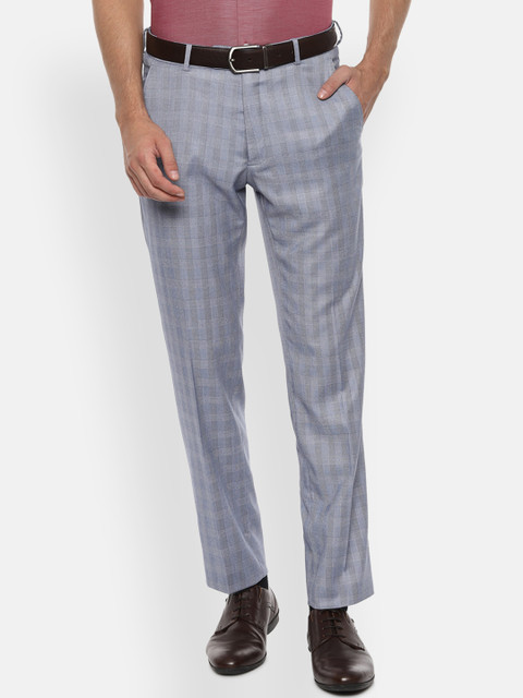 

Van Heusen Men Grey Slim Fit Self Design Formal Trousers
