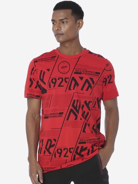 Puma Men Red Rosso Corsa Printed Round Neck T-shirt