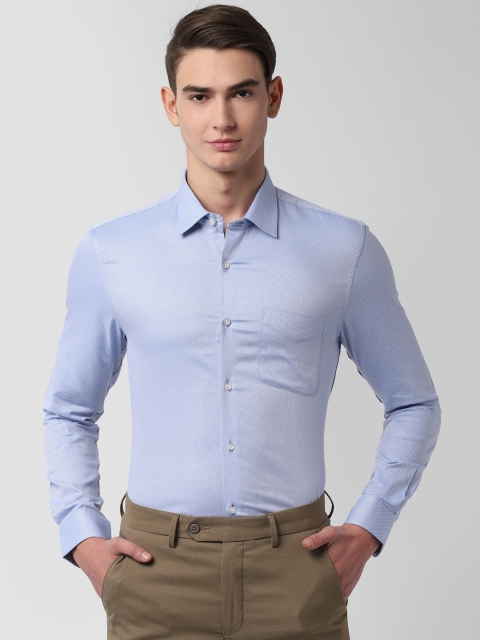 

Peter England Elite Men Blue Slim Fit Self Design Formal Shirt