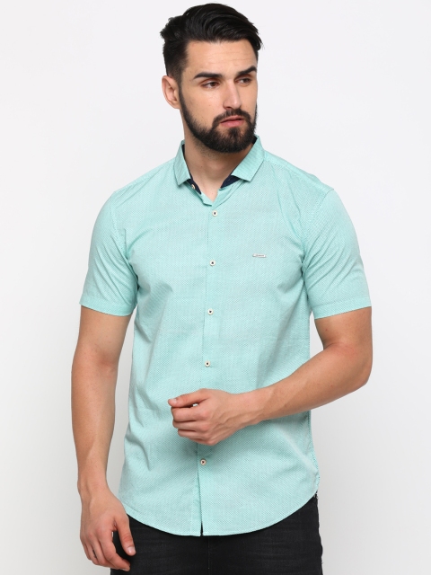 

SHOWOFF Men Sea Green Slim Fit Printed Casual Shirt