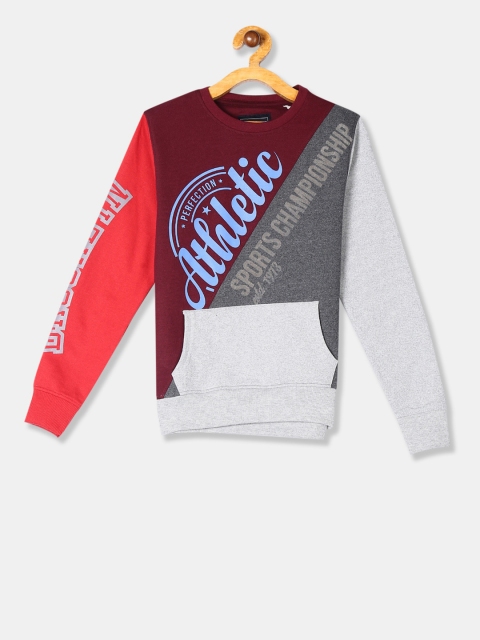 

Cherokee Boys Maroon & Grey Printed Sweatshirt