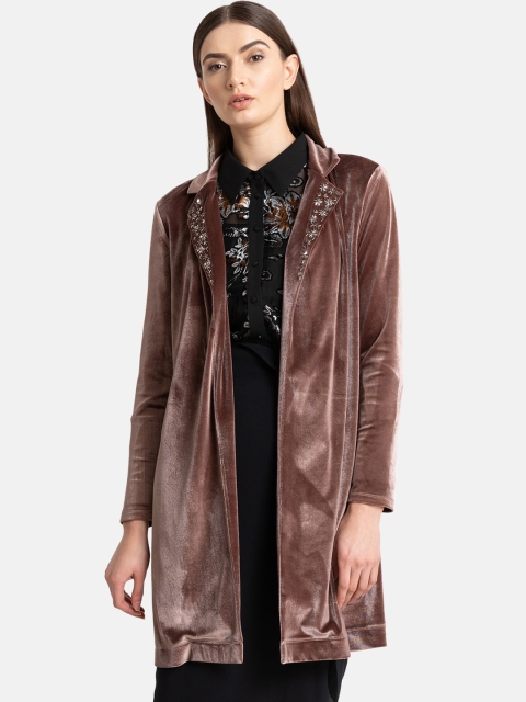 

Kazo Women Brown Solid Open Front Shrug