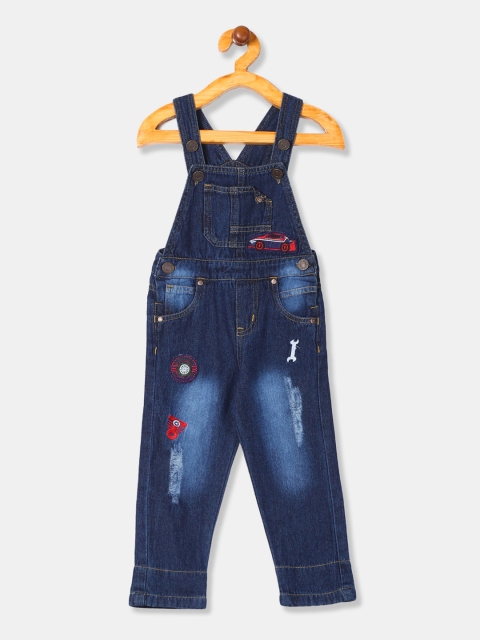 

Donuts Women Blue Embroidered Cotton Dungarees