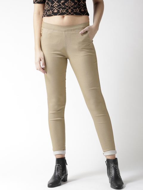 

Xpose Women Khaki-Coloured Solid Skinny-Fit Treggings