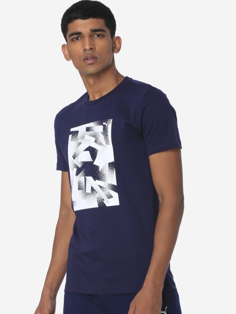 

Puma Men Navy Blue & White Printed Round Neck T-shirt