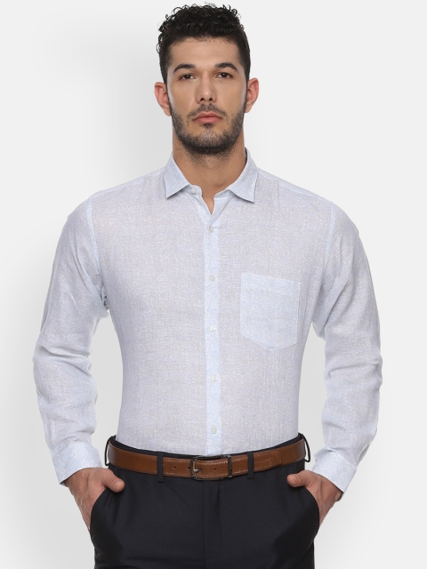

Van Heusen Men Blue Regular Fit Printed Pure Linen Formal Shirt