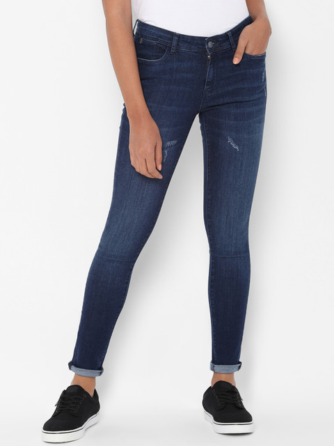 

Allen Solly Woman Women Blue Regular Fit Mid-Rise Low Distress Stretchable Jeans