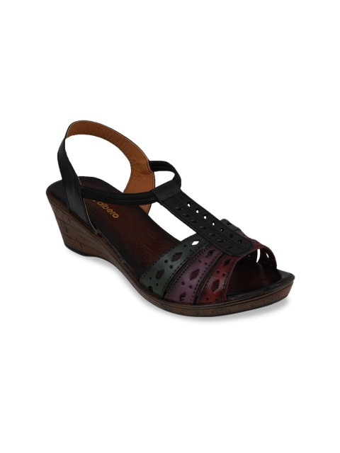 

pelle albero Women Black Colourblocked Leather Heels
