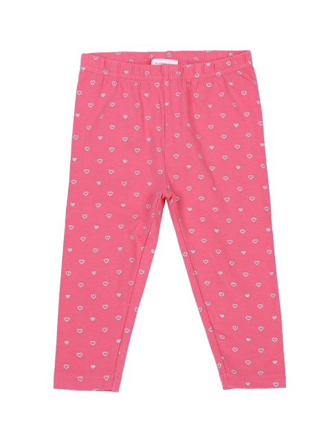 

Pantaloons Junior Infant Girls Pink & Silver-Coloured Printed Ankle-Length Leggings