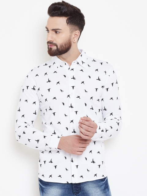 

GRITSTONES Men White & Black Printed Regular Fit Casual Shirt