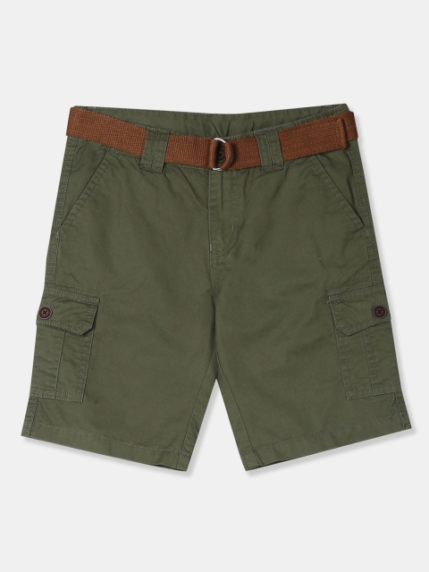 

Cherokee Boys Green Solid Regular Fit Cargo Shorts